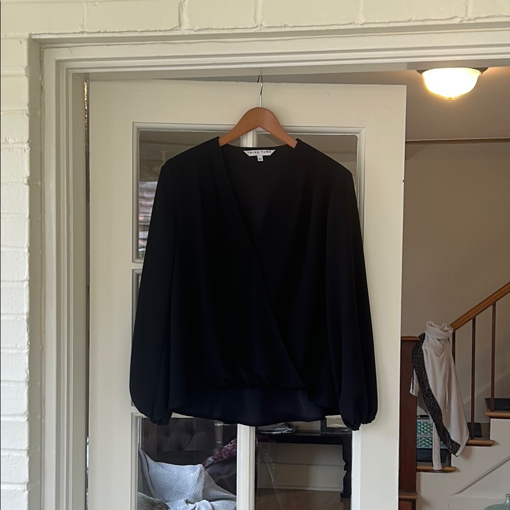 Elegant Black Wrap Blouse